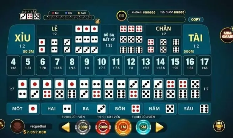 Các loại cược trong game Tài Xỉu nhà cái BIN88